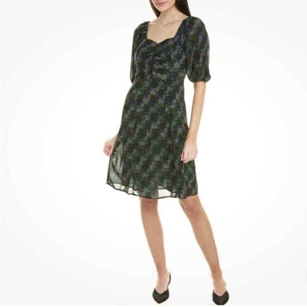 Cabi Elaine multicolor geometric print balloon sleeve dress size Medium #4214